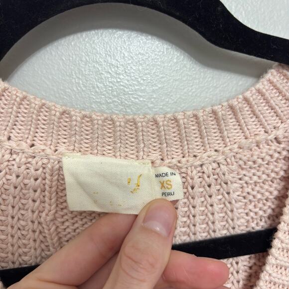 Nation LTD 100% Cotton Cropped V Neck Sweater in Light Pink - Size XS - Picture 3 of 6